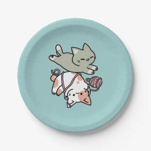 Assiettes En Carton Pattes et Jeux – Illustration de Chat Adorable