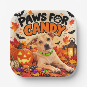 Assiettes En Carton Pattes pour friandises Halloween Chien