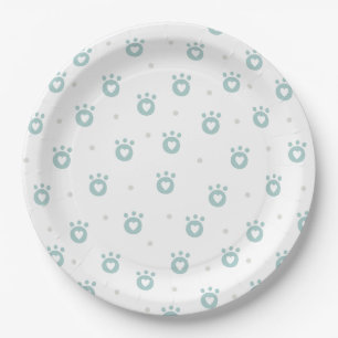 Assiettes En Carton Pattes turquoises mignonnes d'animal familier avec