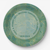 Assiettes En Carton Paume vert et or feuille motif (Devant)