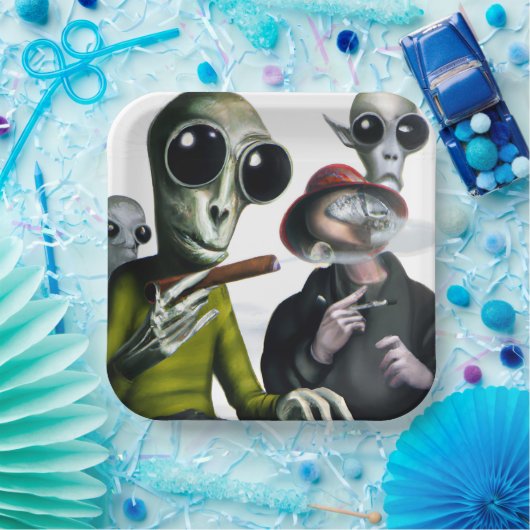 Assiettes En Carton Pause fumée Alien (Fête)