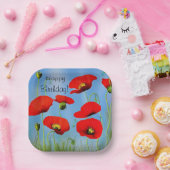 Assiettes En Carton Pavot d'anniversaire joyeux (Fête)