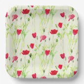 Assiettes En Carton Pavot rouge prairie estivale, fleurs sauvages (Recto)