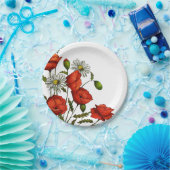 Assiettes En Carton Pavots et marguerites : Art floral, fleurs (Fête)