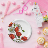Assiettes En Carton Pavots et marguerites : Art floral, fleurs (Fête)