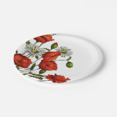 Assiettes En Carton Pavots et marguerites : Art floral, fleurs (Angle)