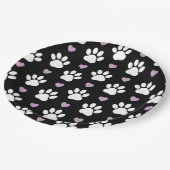 Assiettes En Carton Paw Motif, Chien Paws, White Paws, Lilac Hearts (Angle)