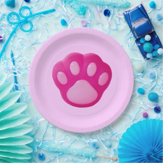 Assiettes En Carton Paw rose Chiot (Fête)