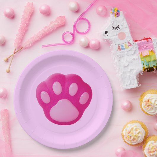 Assiettes En Carton Paw rose Chiot (Fête)