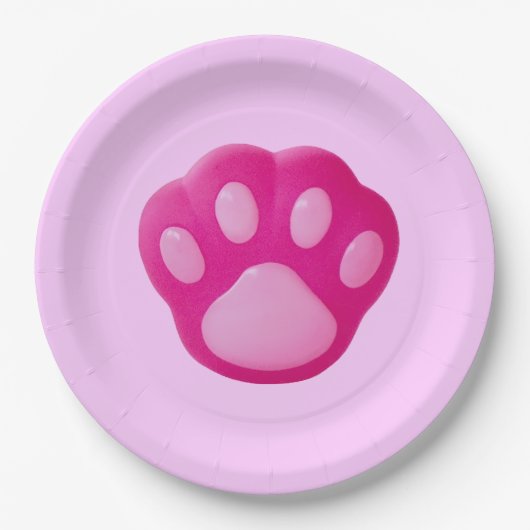 Assiettes En Carton Paw rose Chiot (Devant)