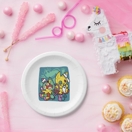 Assiettes En Carton Paw-sitively Frightful | Monstrous Cats Halloween (Fête)