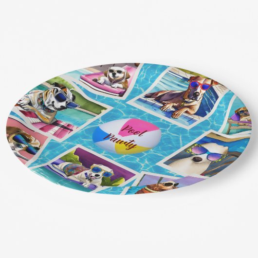 Assiettes En Carton Pawty de piscine (Angle)
