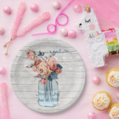 Assiettes En Carton Pays Floral Bois Mason Jar Mariage (Fête)