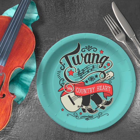 Assiettes En Carton Pays Twang rouge/noir ID464