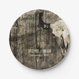 Assiettes En Carton Pays Vintage de Western Russe Mariage Bull Skull