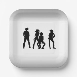 Assiettes En Carton Pays Western Fun Noir et Blanc