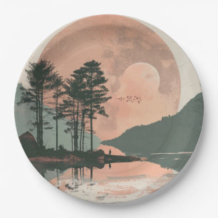 Assiettes En Carton Paysage Abstrait de Boho (1)