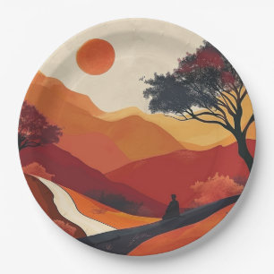 Assiettes En Carton Paysage Abstrait de Boho (19)