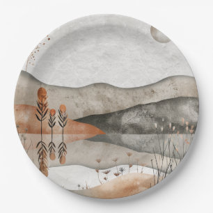 Assiettes En Carton Paysage Abstrait de Boho (3)