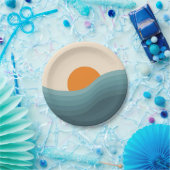 Assiettes En Carton Paysage abstrait de style rétro (Fête)