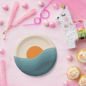 Assiettes En Carton Paysage abstrait de style rétro (Fête)