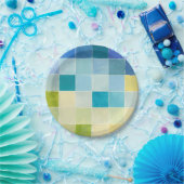 Assiettes En Carton Paysage avec des Carrés multicolores (Fête)