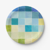 Assiettes En Carton Paysage avec des Carrés multicolores (Devant)