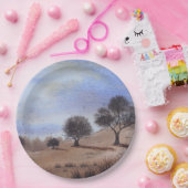 Assiettes En Carton Paysage d'automne Peinture pittoresque (Fête)