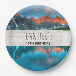 Assiettes En Carton Paysage de montagne pittoresque Photographie Anniv