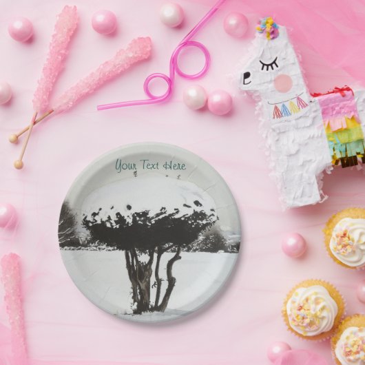 Assiettes En Carton paysage festif unique scène de neige à noël (Fête)