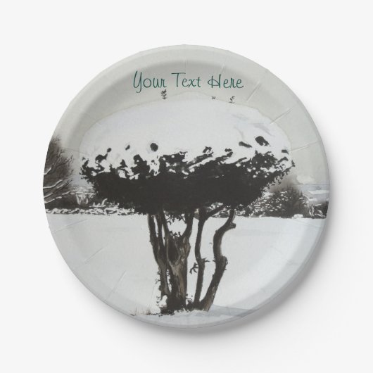 Assiettes En Carton paysage festif unique scène de neige à noël (Devant)