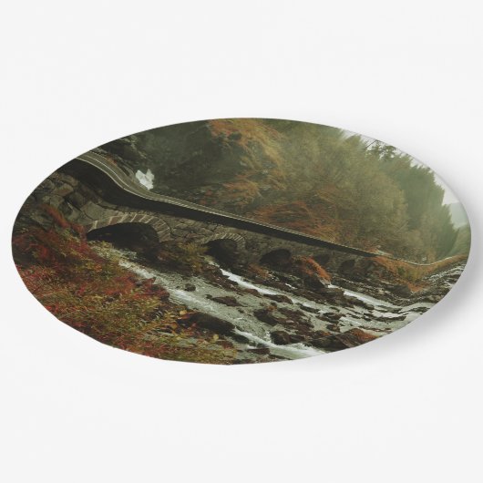 Assiettes En Carton Paysage forestier et fluvial d'automne (Angle)