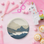 Assiettes En Carton Paysage montagneux le soir (Fête)