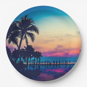Assiettes En Carton Paysage Naturel Piscine Palmiers-25925