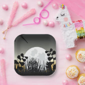 Assiettes En Carton Paysage nocturne de Pleine lune (Fête)