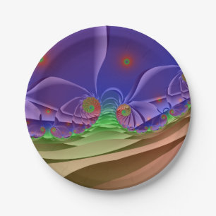 Assiettes En Carton Paysage roswellien Arc-en-ciel Fractal Art
