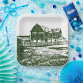 Assiettes En Carton Paysage rural maison de ferme de style coupe (Fête)