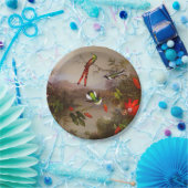 Assiettes En Carton Paysage tropical avec dix colibris (Fête)