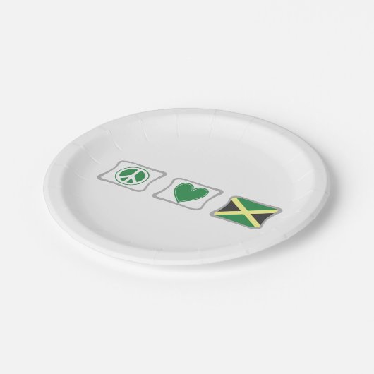 Assiettes En Carton Peace Heart Jamaïque Papier Plaques (Angle)