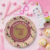 Assiettes En Carton Peace & Joy, Noël d'or rose Bourgogne (Fête)