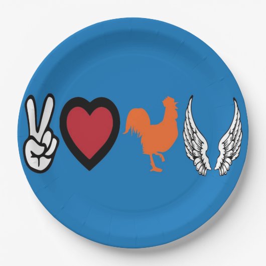Assiettes En Carton Peace Love Chicken Wings (Devant)