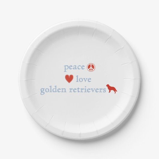 Assiettes En Carton Peace Love Golden Retrivers Plaques de papier (Devant)