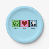 Assiettes En Carton Peace Love Pandas (Devant)
