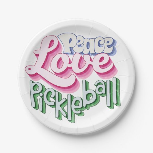 Assiettes En Carton Peace Love Pickleball (Devant)