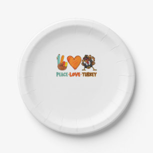 Assiettes En Carton Peace Love Turkey Gobble Dabbing Turquie Automne T