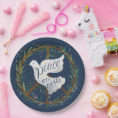 Assiettes En Carton Peace on Earth Letters Dove Holiday Party (Fête)