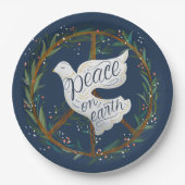 Assiettes En Carton Peace on Earth Letters Dove Holiday Party (Devant)