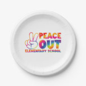Assiettes En Carton Peace Out Élémentaire École Tie Dye Dernier jour (Devant)