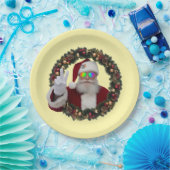 Assiettes En Carton Peace Santa Wreath Plate (Fête)