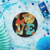 Assiettes En Carton PEACE SIGN LOVE 60s 70s Tie Dye Hippie Halloween C (Fête)